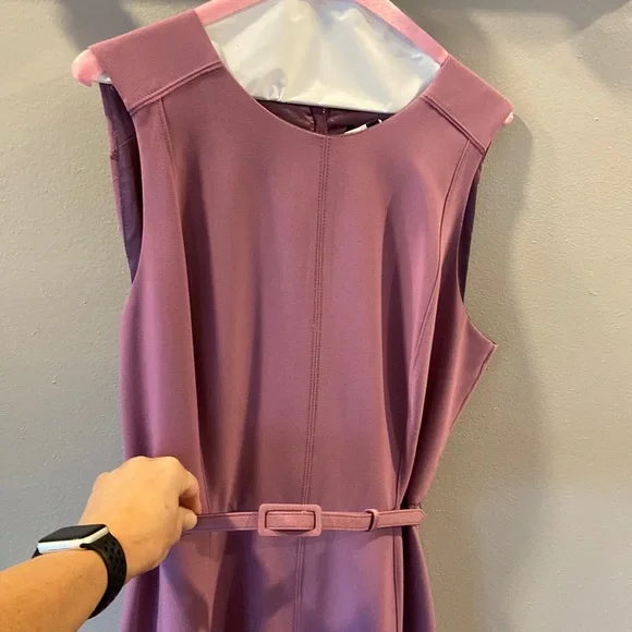 purple dress white house black market White House Black Market- Purple sleeveless dress w/ belt sz. 14